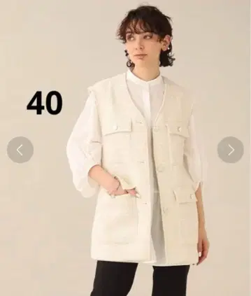 GALLEST 팬시 트위드 베스트 베스트 40 미사용품 워셔블 빅사이즈