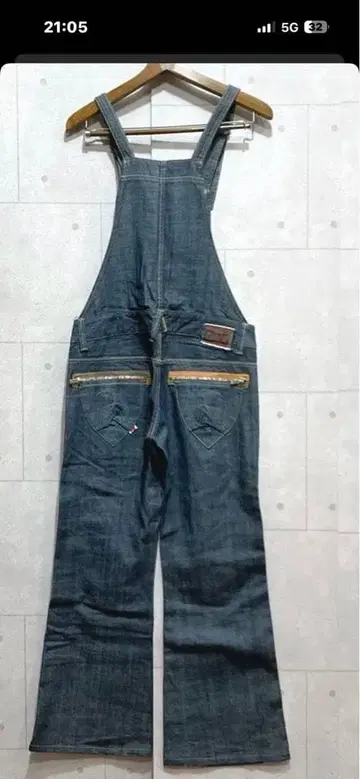 et boite 에보와트 여성용 플레어 데님 오버롤 S