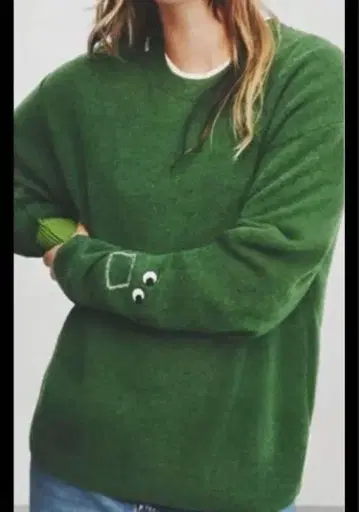 유니클로 아냐 힌드마치 프리미엄 라무 크루넥 스웨터 그린 M