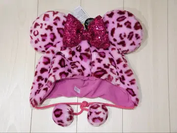 도쿄 디즈니랜드 미니 팬캡 핑크 레오파드 무늬