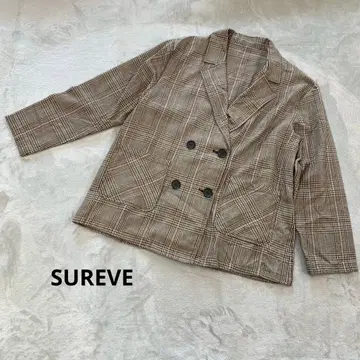 SUREVE 체크 무늬 테일러드 자켓 브라운 계열 사이즈 M