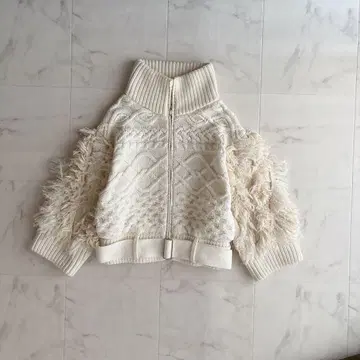 엘렌딕 믹스 프린지 니트 블루종