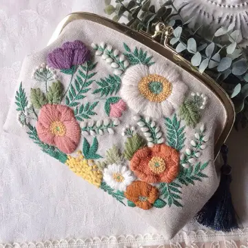 Poppy의 가마구치 파우치 손자수 울자수 핸드메이드