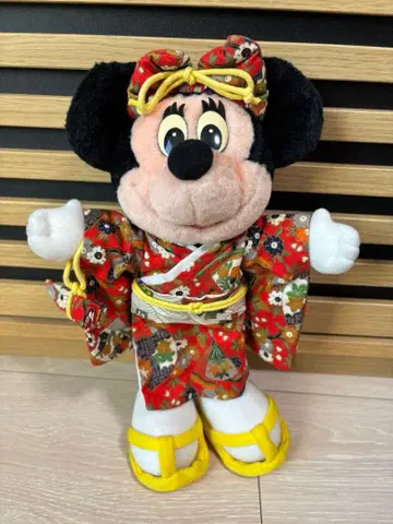 디즈니 미니 마우스 후리소데 기모노 빨간색