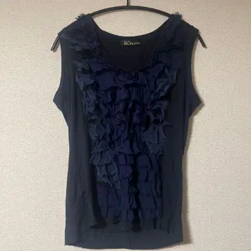 MIYA.CO 프릴 디자인 탱크탑 네이비