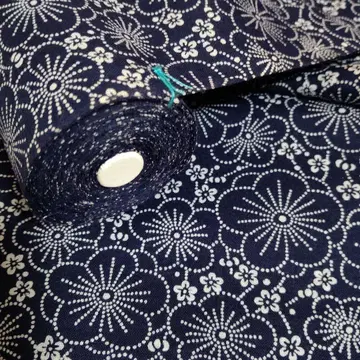 유카타 옷감 매화꽃 네이비 컬러 면