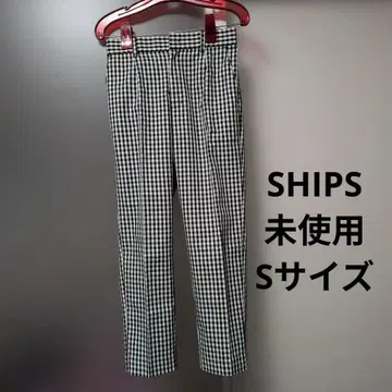 [ 미사용 ] SHIPS 깅엄 체크 테이퍼드 팬츠 S 사이즈