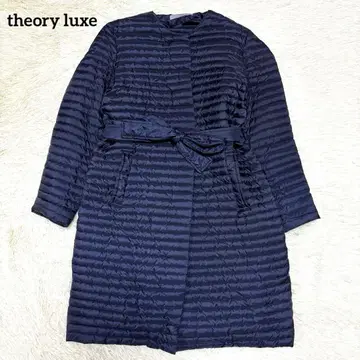 새상품급 띠어리 럭스 노카라 다운 코트 벨트 네이비 L