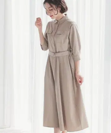 롱 원피스: GLACIER lusso 6부 소매 포켓 원피스