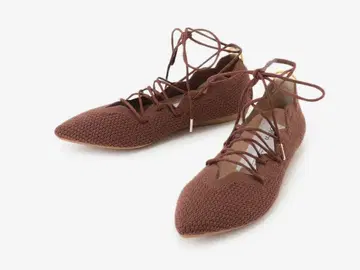 오펜 브라운 니트 스틸레토 플랫슈즈 39