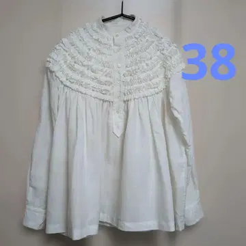 Scye 사이 드로워즈 콜라보 린넨 프릴 긴팔 블라우스 38 사이즈 M