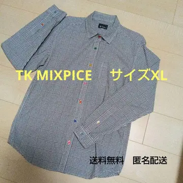 TK MIXPICE 긴팔 셔츠 화이트 블랙 체크 XL