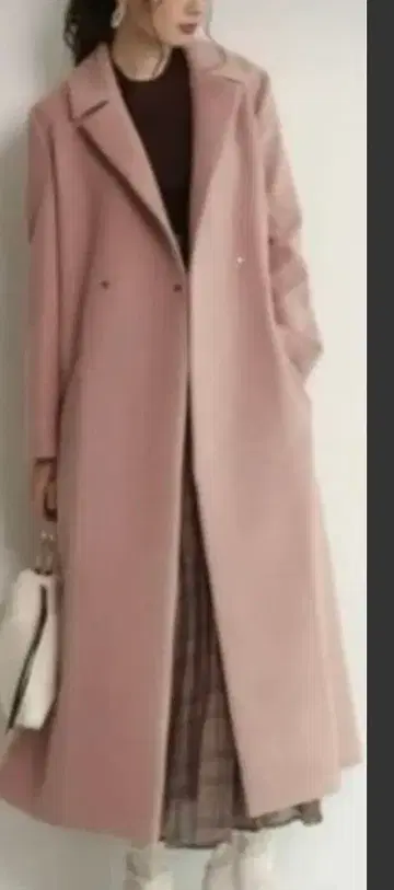 핑크 롱 코트 벨트 포함