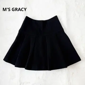 엠즈 그레이시 플리츠 스커트 파일 원단 오피스 38 블랙 새상품급