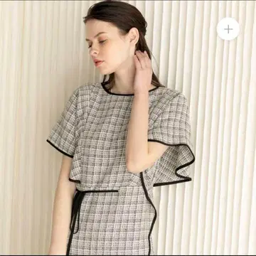 한정 가격 별도 페이지 상세 체크 무늬 프릴 소매 원피스 드레스