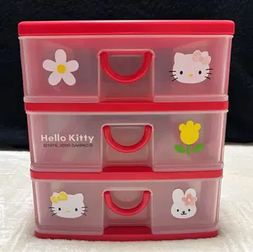 레어 헤이세이 레트로 헬로키티 3단 서랍형 수납함 소품함 산리오