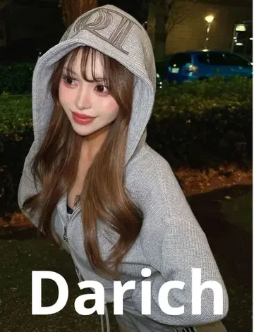 다리치 DD 숏 니트 지퍼 후드티 그레이 F