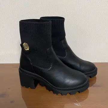 앙코키누 Anne Coquine 니트 콤비 트랙 밑창 부츠 L QVC