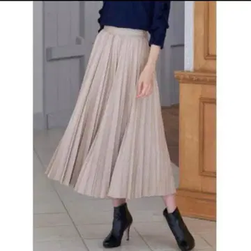 ANAYI 매트 스웨이드 플리츠 스커트