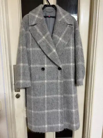 23구 Manteco 체크 무늬 롱 코트 사이즈 38