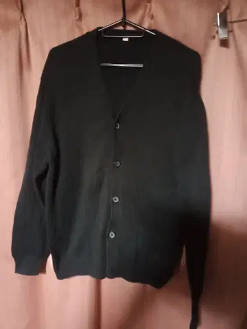 블랙 버튼 코튼 100% 가디건 M 스쿨 니트