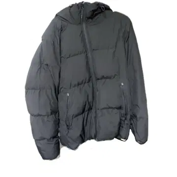 블랙 다운 자켓 후드 부착