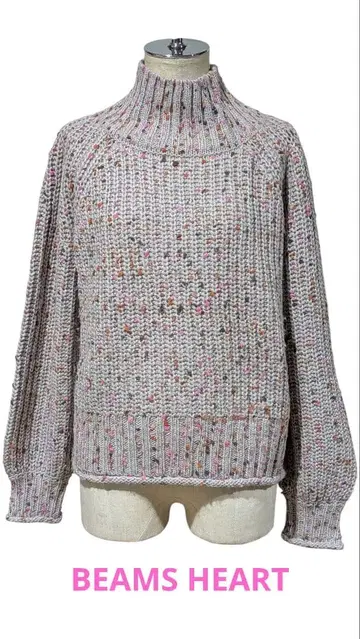 BEAMS HEART 멀티 컬러 하이넥 니트 스웨터