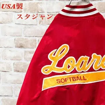 [레어] USA제 바시티 자켓 자수 와펜 레드 XL 하프 지퍼