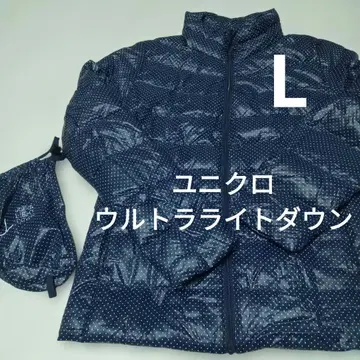 유니클로 울트라 라이트 다운 네이비 도트 무늬 다운 자켓 사이즈 L