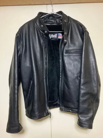 Schott 블랙 가죽 싱글 라이더 자켓 40