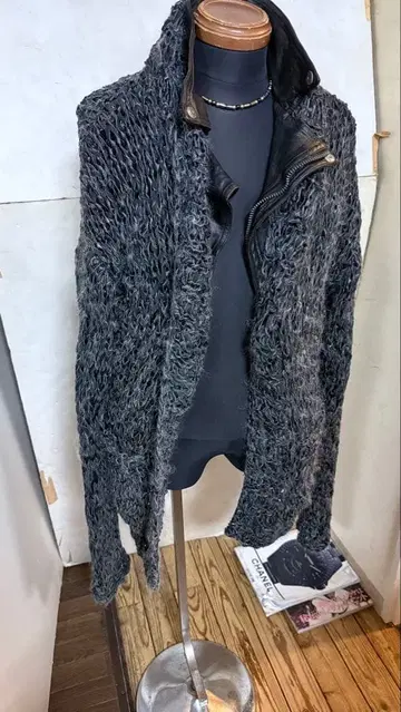 진품 가죽 끈으로 모두 짠 가죽 가디건 프리 사이즈