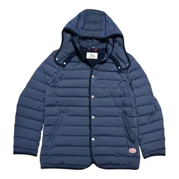 네이비 후드 부착 다운 자켓