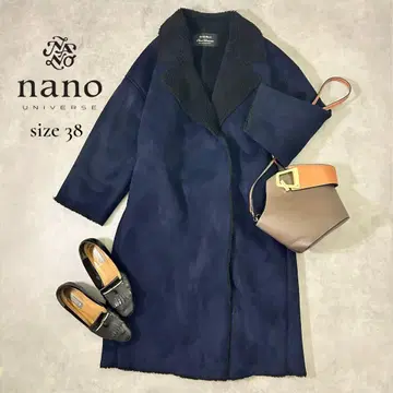 [ nano universe ] 무스탕 보아 코트 네이비 38 /M 상당