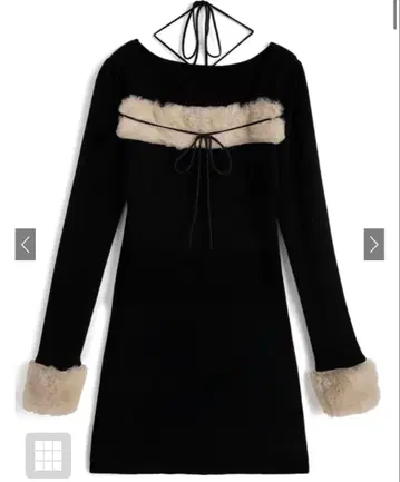 GRL 그레일 퍼 홀터넥 리본 니트 원피스[ru1388]