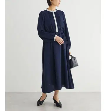 [ 새상품 ] 긴팔 원피스 쉬폰 네이비