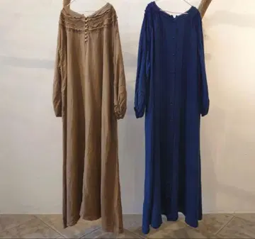 네스트로브 린넨 천연 염색 2way 드레스 CAMEL 감 염색