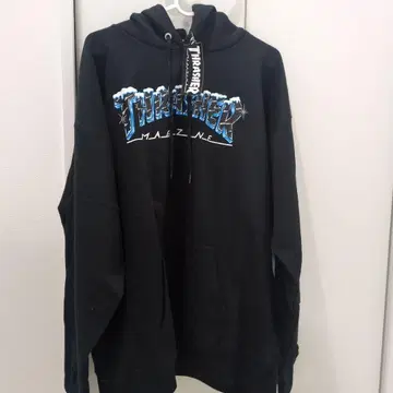 THRASHER 블랙 후드티 후드 부착 새상품 택 포함