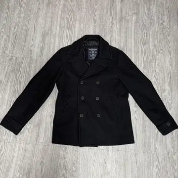 블랙 울 피 코트 더블 브레스트