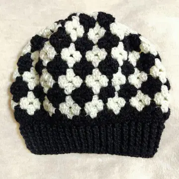 비니 12 니트 모자 꽃 손뜨개질 핸드메이드 모자 블랙 화이트