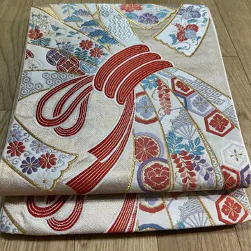 육통 무늬 후쿠로 오비 당직 길상 문양 금은사 순수 실크 461