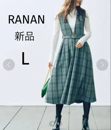 새상품 RANAN 라난 턱 디자인 점프 스커트 L 글렌체크