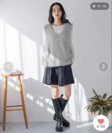 라메 샤기 니트 베스트