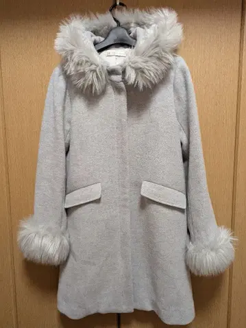 MAJESTIC LEGON 퍼 후드 코트 라이트 그레이 사이즈 M