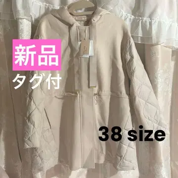 로즈 티아라*택 포함 새상품 퀼팅 이소재 절개 페플럼 코트 38