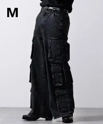 3D 메니 포켓 데님 카고 팬츠 M