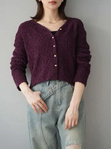 포코포코 컴팩트 니트 가디건 보르도 Lumier