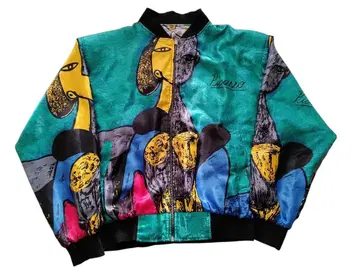 80s 피카소 자켓 리버서블 봄버 자켓 실크 알루미늄 지퍼