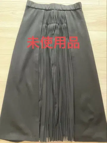 비비안 탐 블랙 플리츠 스커트 미디 기장 38