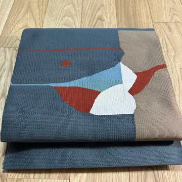 손톱으로 긁은 듯한 직조 팔촌 나고야 오비 기하학 패턴 순수 실크 462