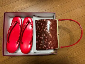 조리 백 세트 진한 빨간색 성인식 졸업식